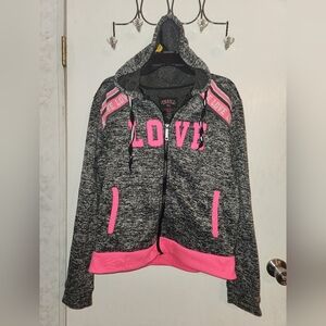 Thrill 94 Hoodie Gray With Pink “LOVE” Accent Size 2x